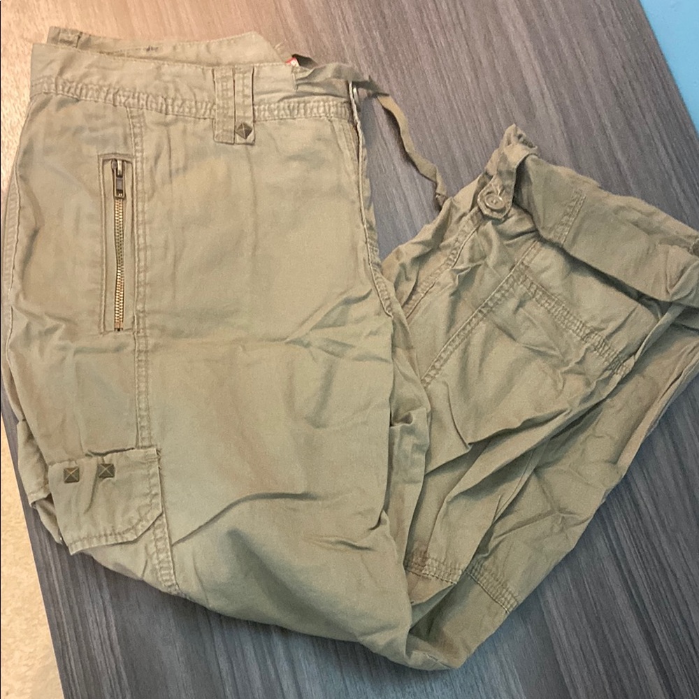 Unionbay Tan Cargo Pants Drawstring Waistband Junior Size 15